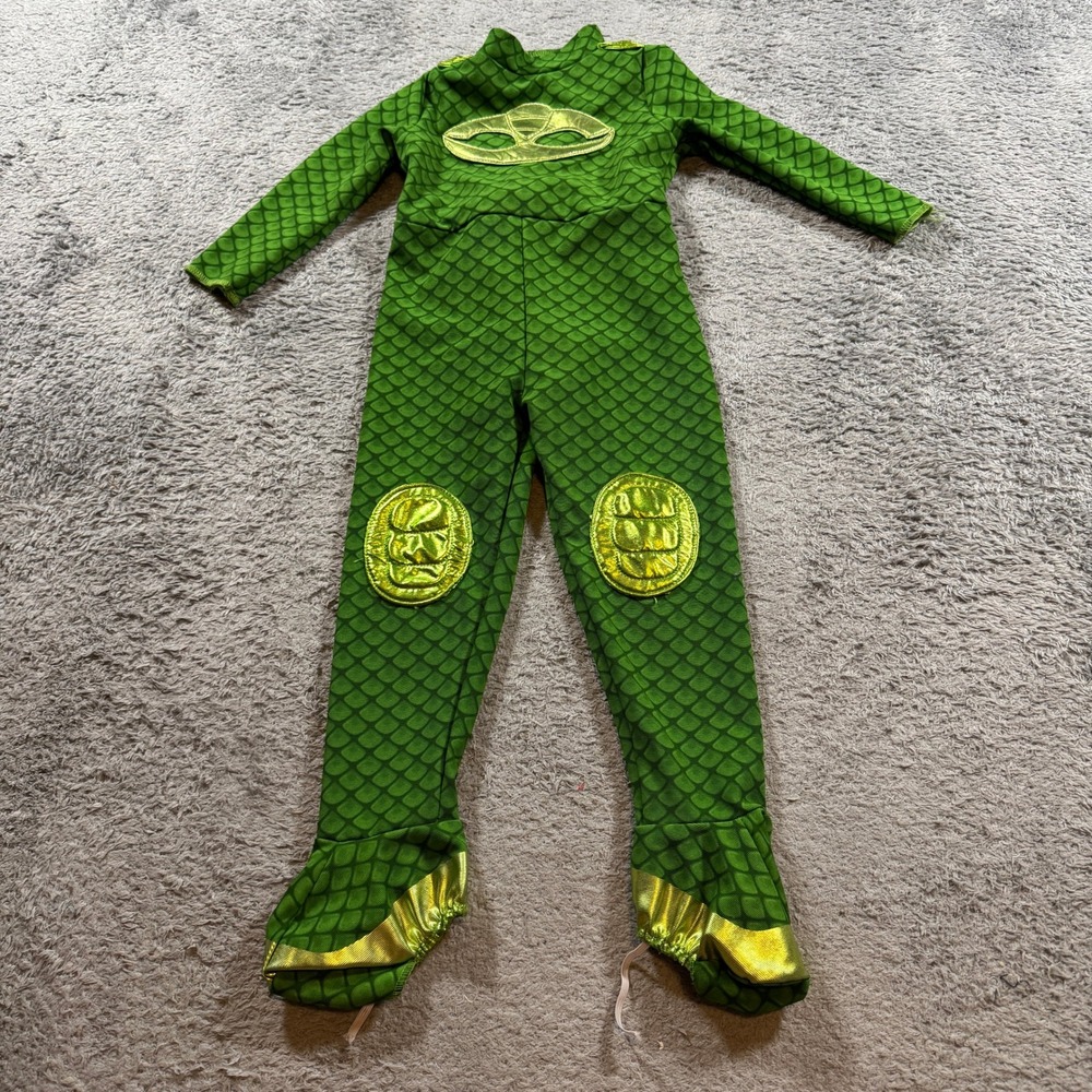 PJ Masks Gekko Toddler Costume 3-4T Green Scale Jumpsuit Halloween Dress Up